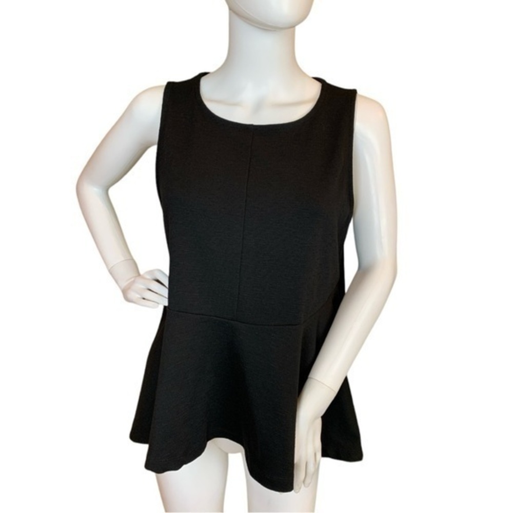 Anthropologie Deletta Peplum Sleeveless Top Black Size Medium